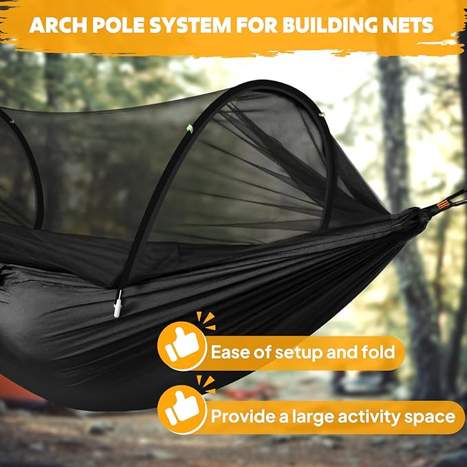 Chihee Ultra-Light Travel Camping Hammock Pop-up Net Hammock 660lbs Load Capacity,Breathable,Quick-Drying Parachute Nylon 2 Premium Carabiners,2 Tree Slings Included for Outdoor Backpacking Hiking