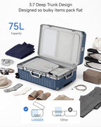 Checked Luggage with Spinner Wheels, 8010S Aluminum Frame Zipperless Polycarbonate Hard Shell Suitcase (ZX-Core, Blue, 24 Inch)