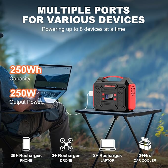 Solar Generator 300W, Portable Power Station with 40W Foldable Solar Panel, Big Power Bank with AC Outlet, Multi-Port with LED Flashlights for CPAP Home Outdoor Camping Hurricane Emergency