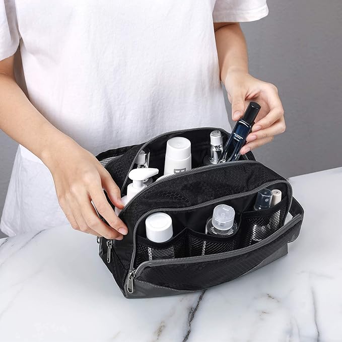 Gonex Travel Toiletry Bag Nylon, Shaving Bag Toiletry Organizer Black