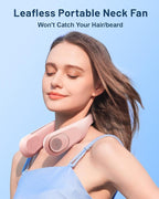 SWEETFULL Portable Neck Fan 360° Cooling Bladeless Personal Fan | No Hair Twisting - 4000mAh USB Rechargeable Wearable Fan for Travel, Birthday Gifts for Men, Women, Mom, and Dad