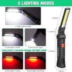 Honoson 4 Pieces LED Work Light Cob Rechargeable Work Flashlight with Magnetic Base, Hanging Hook and 360° Rotate 5 Modes Portable LED Flashlight for Car Repair, Household and Outdoor(Small)