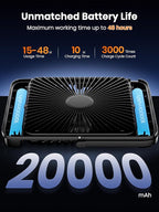 Warmco 20000mAh 8-inch Portable Camping Desk Fan, [15-48H Working Hours] Ultra-thin LED Light Rechargeable Battery Powered Travel Fan for Outdoor, Indoor, Cruise Essentials 2025