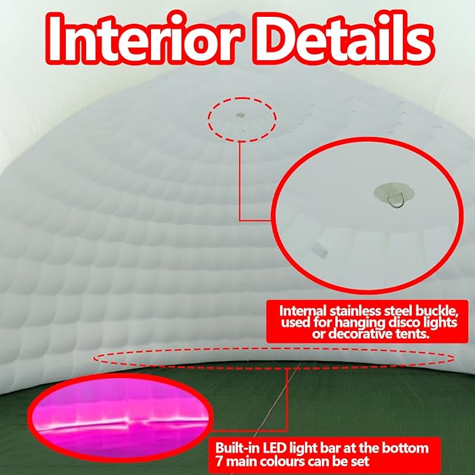 SAYOK Outdoor Portable Inflatable Igloo Dome Tent with Led Light for Party Wedding Event Camping
