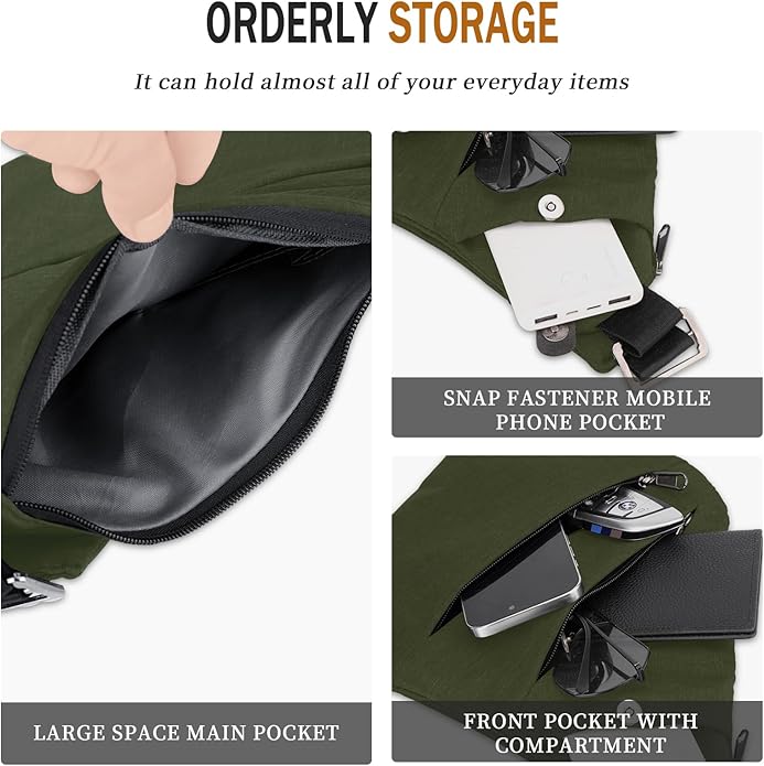 Anti Theft Crossbody Travel Bag for Women Men,Multi-pocket Crossbody Bag,Slim Sling Bag with Adjustable Strap