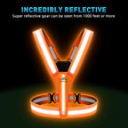 LED Reflective Vest Safety Gear, Light Up Vest for Night Walking Cycling, High Visibility Running Vest with Reflective Strips