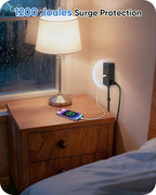 Electrical Outlet Extender Stick, Features 4 USB & 6 Outlets, 19in Flexible Extension Cord Access Hard-to-Reach Outlets, Wall Plug Power Socket Expander Nightstands Sofa Desk