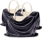Vonty 3 Pack Silky Dust Bags for Shoes and Purses, Satin Drawstring Bag for HandBags Boots - Black Shoe Bag Silk Dust Cover Bag Protector Travel Storage Pouch(19.6 x 15.7 In)