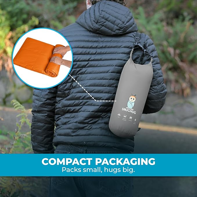 Puffy Blanket for Cold Weather - Down Camping Blanket with Sustainable Insulation, Lightweight & Warm Outdoor Camping Quilt, Water-Resistant, Compact & Packable