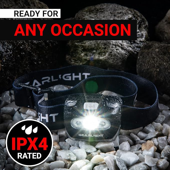 GearLight USB Rechargeable Headlamp Flashlight - S500 Running, Camping, and Outdoor LED Headlight Camping Headlamps - Head Lamp Light for Adults, Kids, Emergency Gear - Black - 2 Pack, Rechargeable