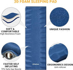 KingCamp Sleeping Pad for Camping, Rollover Prevention Self Inflating Sleeping Pad Camping Mattress Foam Mat with Butterfly Edge Cut for Outdoor & Indoor, Tent Cot Car Backpacking, PVC Free