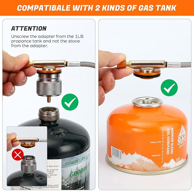 Odoland 3500W/6800W Windproof Camp Stove Camping Gas Stove with Fuel Canister Adapter, Piezo Ignition, Carry Case, Portable Collapsible Stove Burner for Outdoor Backpacking Hiking and Picnic