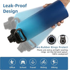 Volhoply 40 oz Insulated Water Bottles Paracord Handle, Stainless Steel Sports Bottle with Spout Lid,Vacuum Metal Travel Water Cups with Wide Mouth,Reusable Water jug for Hiking(Green Blue,1 Set)