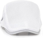 2 Pack Men's Mesh Cap Breathable Summer Newsboy Hat Adjustable Beret Ivy Cap Irish Cabbie Driving Hunting Hats