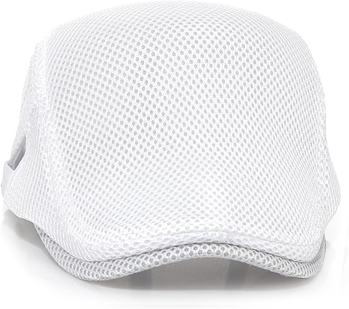 2 Pack Men's Mesh Cap Breathable Summer Newsboy Hat Adjustable Beret Ivy Cap Irish Cabbie Driving Hunting Hats