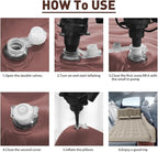 ISWEES Car Bed SUV Air Mattress, Car Air Mattress with Electric Pump, 2 Inflatable Pillows and 2 Footrests for Back Seat, Side Seat,Trunk Sleeping, Thickened Camping Bed - Brown