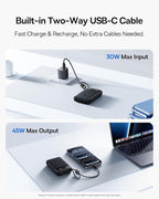 Baseus 100W PD 5A QC 4.0 Fast Charging USB C to C Cable, Bundle with 20000mAh Compact Portable Charger 45W, CCC Certified Power Bank Built-in USB-C Cables