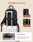 LOVEVOOK Laptop Backpack Women with Giant Tumbler Holder,17 inch Waterproof Work Travel Backpack Computer Laptop Bag,Cute College Nurse Teacher Backpack Purse,Gifts for Women & Men,Beige-Black-Brown