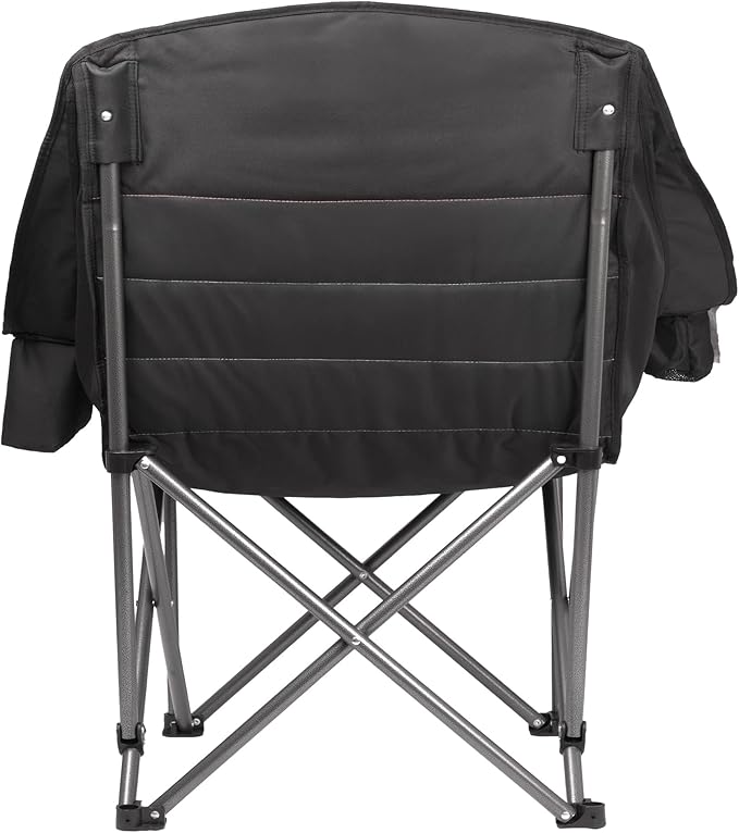 Oversized Camping Chair with Cooler Bag, XL Fully Padded Folding Portable Camping Chairs for Adults, Big Heavy Duty Outdoor Patio Lawn Chair with Arm Cup Holder Supports 450lbs