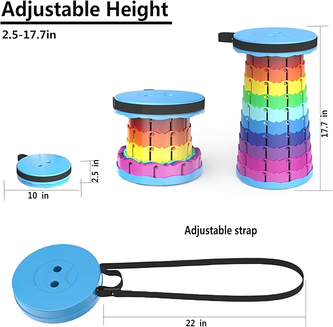 2025 Upgraded Portable Folding Stool, Collapsible Stools, 440lbs Max Weight, Lightweight But Sturdy, Telescoping Foldable Camping Stool for Outdoor Fishing Hiking Travel BBQ