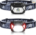 Lepro HeadLamp, 2 Pack Super Bright LED Head lamp with 6 Lighting Modes, Waterproof, Battery Powered LED Lightweight Headlight for Cycling Running Camping for Kids Adults