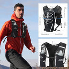 Running Vest for Women Men, Adjustable Chest Straps Running Hydration Vest with 500ml Soft Flask, Lightweight Breathable Reflective Hydration Backpack for Hiking