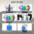 Upgraded Collapsible Stool, Portable Folding Stool, Telescoping Camping Chair with Max Load Capacity 485lbs, Square Retractable Stool for Camping Gardening Fishing Hiking BBQ [Rainbow+Blue]