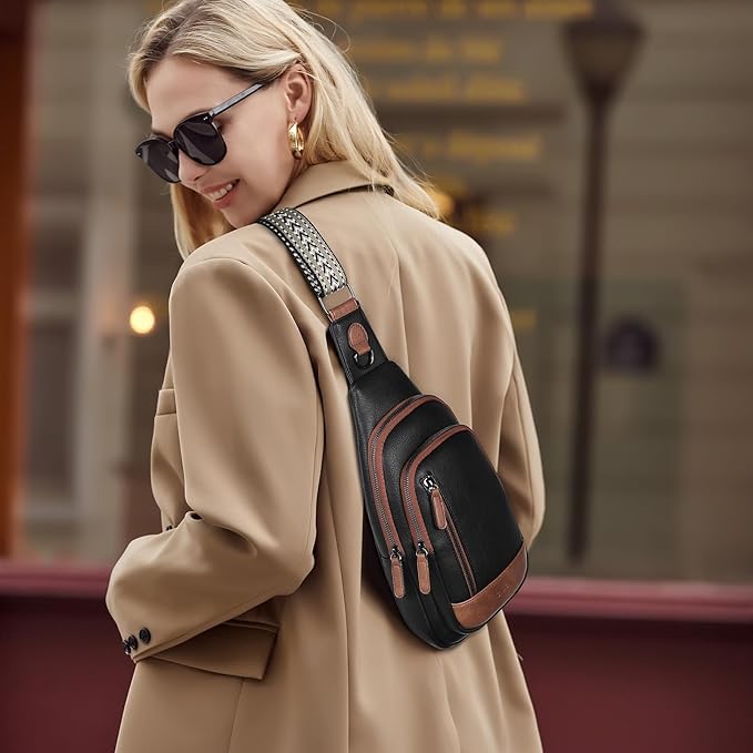 CLUCI Crossbody Bags for Women Men,Leather Sling Bag Cross Body Backpack for Woman Gifts for Women Birthday Unique