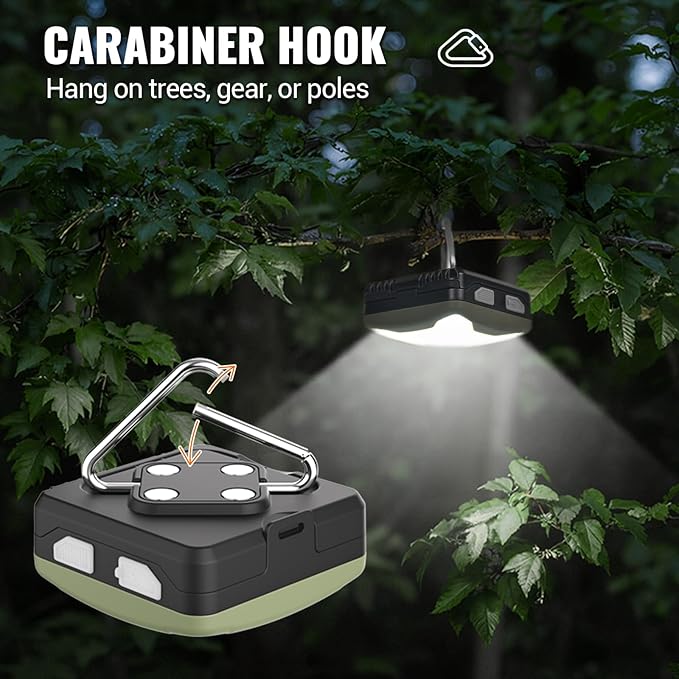 Camping Lantern Rechargeable/3AAA Batteries Tent Light, IPX7 Waterproof LED Lamp with Magnetic Base & Carabiner Hook for Indoor Work Outdoor Hiking Emergency Light Hurricane (ComPuck)