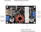 DROK Adjustable Voltage Regulator, DC Buck Boost Converter 6-30V to 0.5-30V 4A 60W 5V 24V Voltage Converter, 12V Power Supply Step Up Step Down Transformer with USB Port Case LCD Display Volt Amp