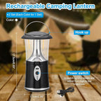 PATIKIL LED Camping Lantern, 2 Pack Vintage Rechargeable Lantern 3 Light Modes Portable Hanging Outdoor Tent Light for Camping, Hiking, Fishing, Black White