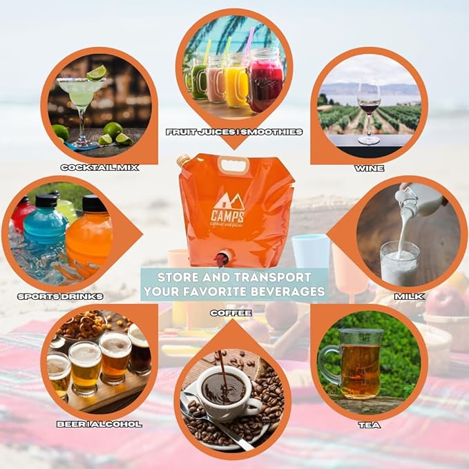 Collapsible Water Container Bag, BPA-Free, Portable, Foldable, 8 Liters/2.1 Gallons, Outdoor, Camping, Hiking, Weather Emergencies, Sports, Survival Kit