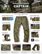 CQR Men's Flex Ripstop Tactical Pants, Water Resistant Stretch Cargo Pants, Lightweight EDC Hiking Work Pants