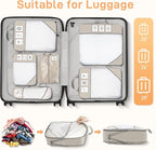 Compression Packing Cubes for Travel 6 Set Expandable Packing Organizers Durable Luggage Bags Organizers for Suitcases Travel Accessories (Beige)