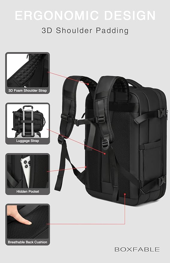 Vacuum Seal Travel Backpack 45L with Pump - Expandable Air Compression System, Water-Resistant Business TSA Lock, Laptop Backpack, Carry-On Suitcase Luggage, Gifts for Men