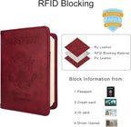 WALNEW Passport Holder for Travel, RFID Passport Cover Wallet for Women Men, PU Leather Passport Book Card Holder Case with Pen, Travelling Essentials for Flying