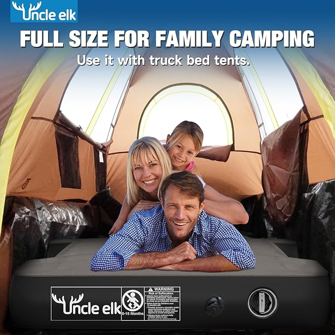 Truck Bed Mattress 5.5-5.8ft: Inflatable Full Size Truck Bed Air Mattress with Wireless Rechargeable Pump, Pickup Mattress with Carry Bag (Grey)