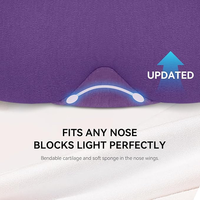 Mavogel Cotton Sleep Eye Mask - Breathable Light Blocking Sleep Mask, Soft Comfortable Night Eye Mask for Men Women, Eye Cover for Travel/Sleeping/Shift Work, Includes Travel Pouch (Purple)