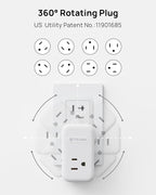 TROND Outlet Extender with 2 PD 20W USB C Charger, 3 AC Multi Plug Outlet Splitter with 360 Rotating Plug, USB Wall Socket Adapter, A Small Charging Station for Kitchen Bathroom Cruise Essentials