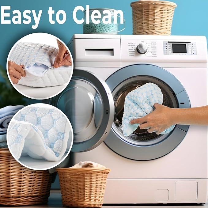 alkamto Cooling Shredded Memory Foam Pillow – Adjustable Gel for Personalized Support – Double-Sided Ice Silk & Soft Rayon – Lightweight, Compressible (White) (King)