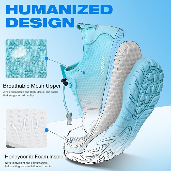 SIMARI Water Shoes for Women Men - Barefoot Quick-Dry Aqua Socks | Lightweight Swim Shoes for Surfing, Swimming, Beach Sports, Kayaking, Diving | Non-Slip Design