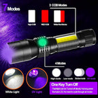 Black Light UV Flashlight Rechargeable, 3in1 Super Bright Tactical Flashlights LED UV Black Light &Redlight, 2000Lumen 7Modes, Zoomable, Waterproof Pocket Flashlight for Pet Stains Detection,Camping