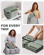 Percover Compression Packing Cubes 8-Piece Set, Packing Cubes Compression for Travel with Laundry Bag & Shoe Bag, Travel Organizer for Carry On & Checked Luggage, Green