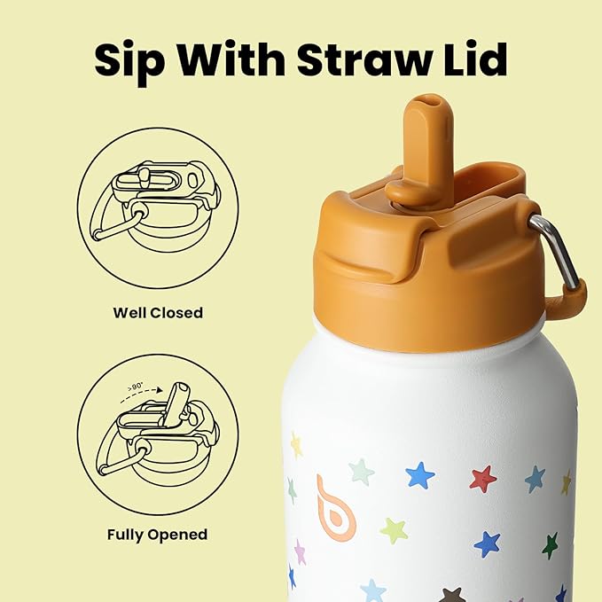 BOTTLE BOTTLE 32oz Insulated Water Bottle Stainless Steel Sport Water Bottle with Straw Dual-use Lid Design for Gym with Pill Box