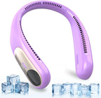 Portable Neck Fan,Personal Wearable Bladeless Fan,LED Display,4-Speeds,6000mAh USB Rechargeable,360° Strong Cooling Wind,Hands Free,Long Lasting,Birthday Gifts for Men Women Dad Mom (Purple)