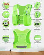 Running Vest for Women Men, USA Original Patent, Adjustable Chest Straps Running Hydration Vest with 500ml Soft Flask, Lightweight Reflective Hydration Backpack for Marathon