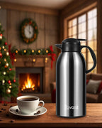2 PCS Large and Heavy Thermal Coffee Carafe 101 oz,Fullness Water is 7.3 LB - 24 Hours Hot, Insulated Airpot Dispenser,Coffee Carafes For Keeping Hot for Parties (2 Silver)