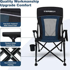 Camping Chair Portable Folding Lawn Chair Comfortable Hard Arm Sturdy for Family Camp, Outdoor, Sports, Beach, Travel, Support 400 lbs, Black&Blue