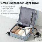 Hanke 14 Inch Underseat Carry On Luggage with Wheels Hard Shell Suitcases Carry On Bag Lightweight Small Mini Suitcase Travel Luggage for Travel（Gray）