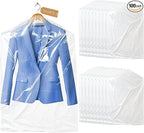100 Pack Clear Garment Bags for Clothes, Gretchin,(Set of 100, 60x90cm), Plastic Garment Bags Dry Cleaner Bags Plastic Clear Dry Cleaning Bags for Hanging Clothes Storage